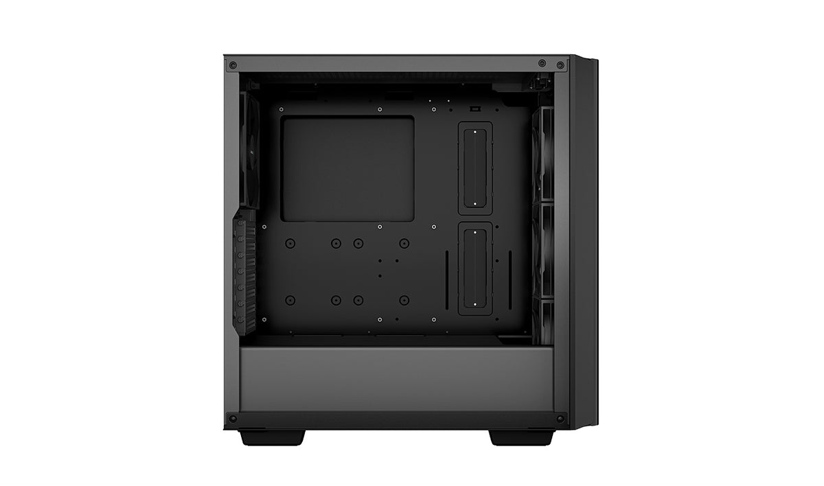 DeepCool CG540-kabinet åbnet fra siden med plads til bundkort