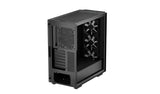 DeepCool CG540-kabinet set skråt bagfra med glasvindue og bagblæser