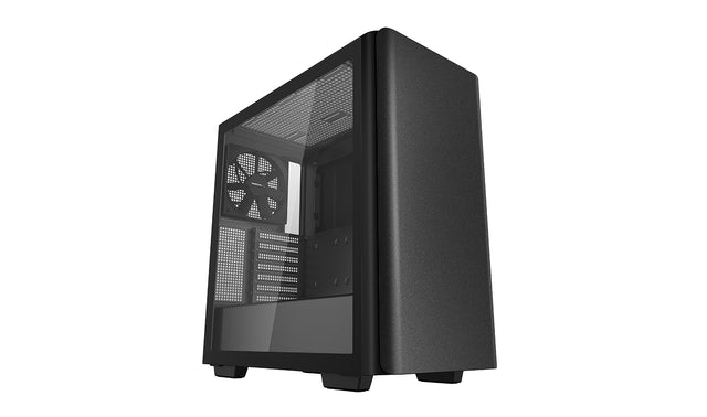 Sort DeepCool CK500-kabinet med glasvindue og lukket front