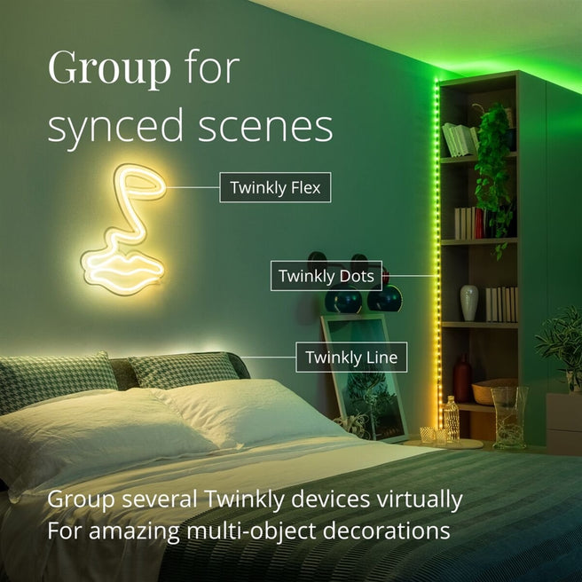 Twinkly Dots 200L RGB LED strip med sort ledning 10 meter