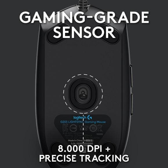 Logitech - G203 LIGHTSYNC Gaming mus sort