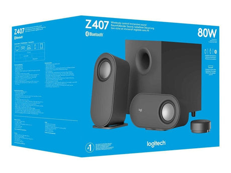 Logitech - Z407 Computer Højttalere Med Subwoofer Og Bluetooth Tilslutning - Graphite