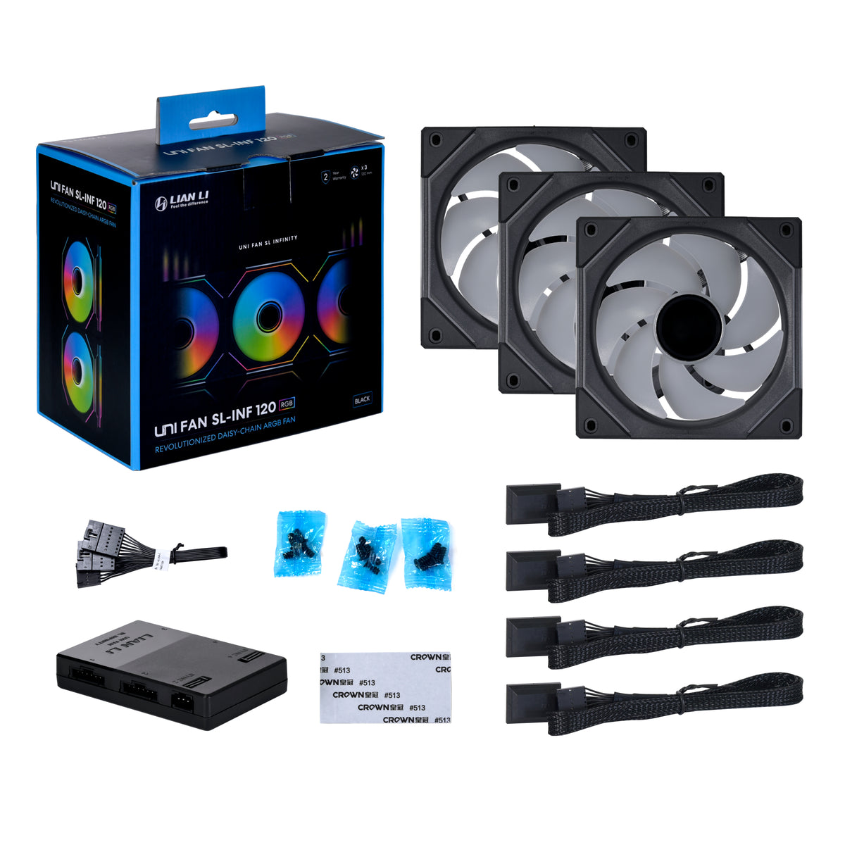 Lian li UNI FAN SL Infinity PWM Sort 3 pack - 120mm - Infinity RGB - Controller inkluderet